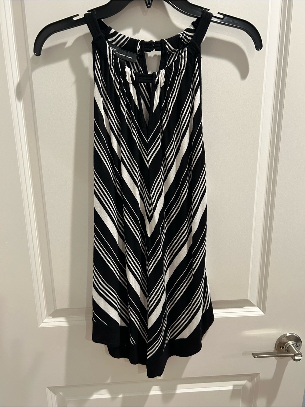 INC International Concepts Black and White Striped A-Line Blouse
